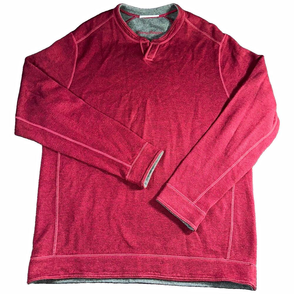 Tommy Bahama Flipshore Abaco Reversible Sweatshirt Mens 2XL Burgundy Gray Marlin
